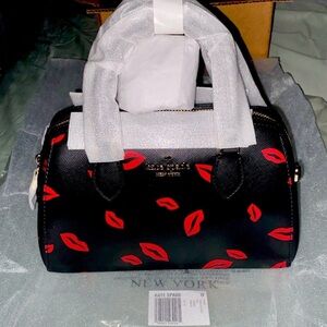 New Kate Spade Black and Red Lips Handbag